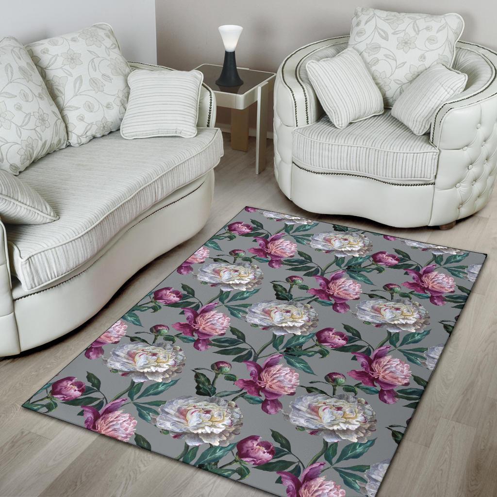 Peony Pattern Print Design PE01 Area Rugs