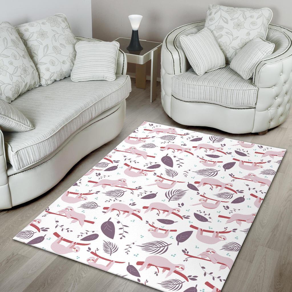 Sloth Leaves Pattern Area Rug