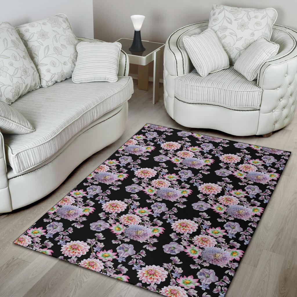 Dahlia Pattern Print Design DH012 Area Rugs