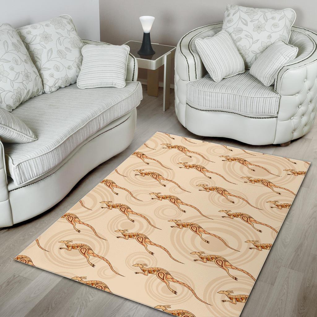 Kangaroo Aboriginal Pattern Background Area Rug