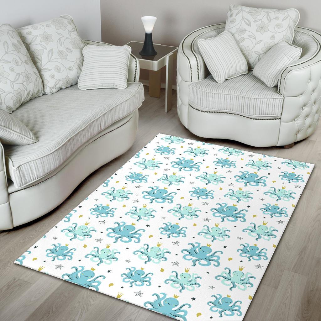 Octopus Blue Pattern Area Rug