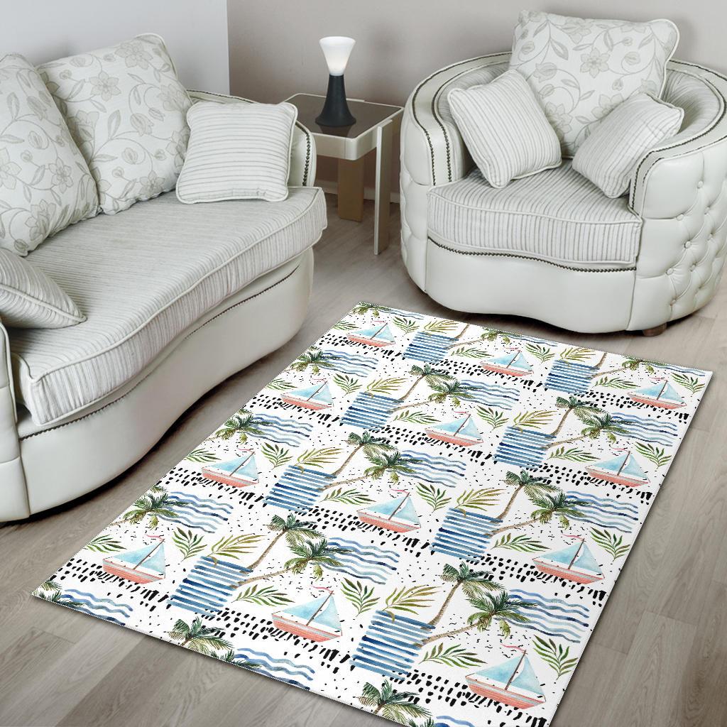 Sailboat Pattern Theme Area Rug