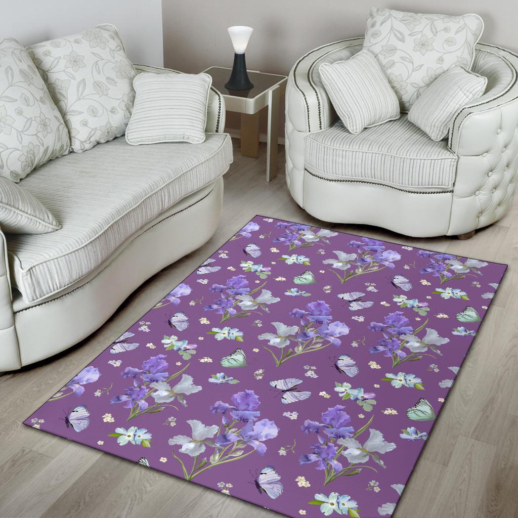 Iris Pattern Print Design IR09 Area Rugs