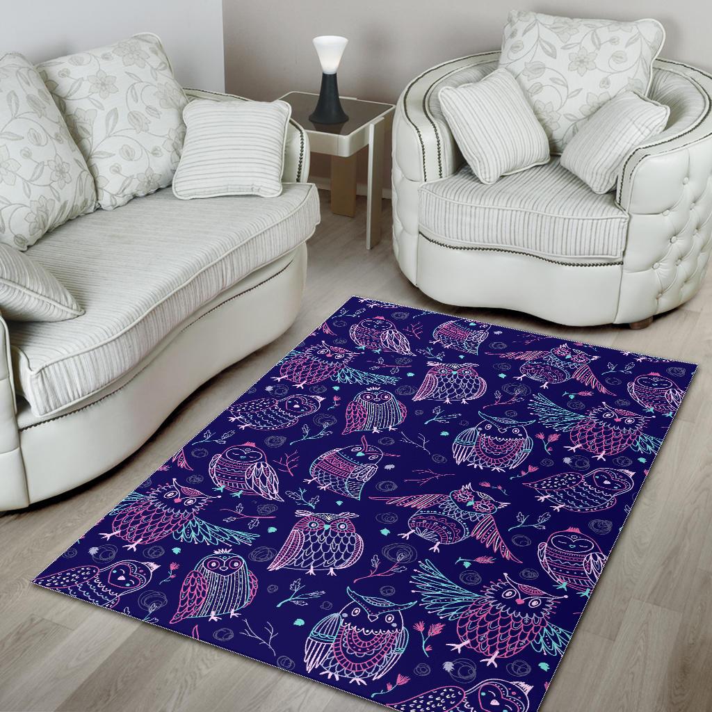 Cute owls pattern boho style ornament Area Rug