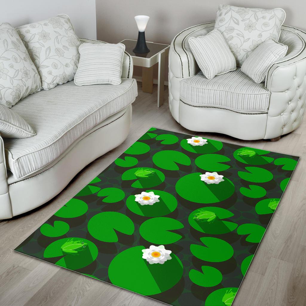 Frog waterlily pattern Area Rug