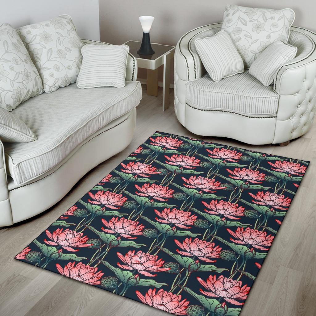 Water Lily Pattern Print Design WL03 Area Rugs