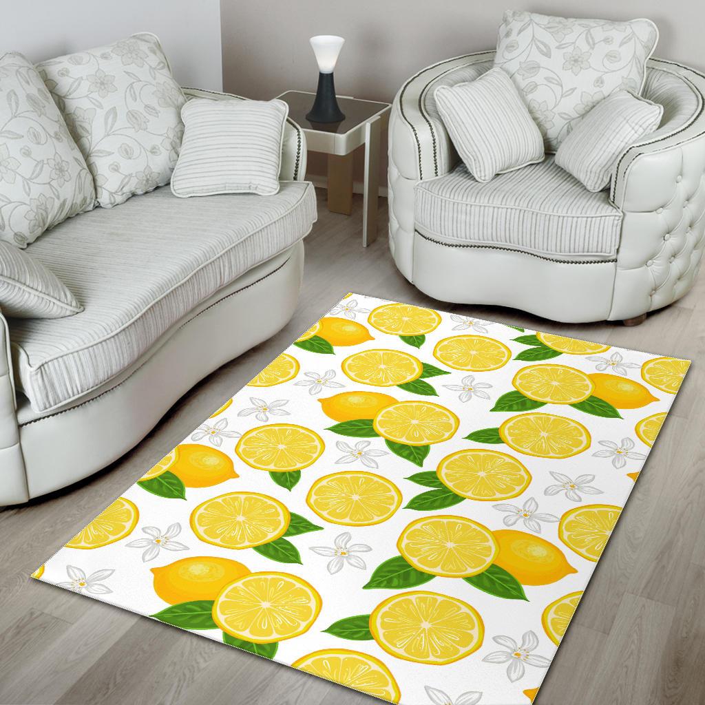 Lemon Flower Pattern Area Rug