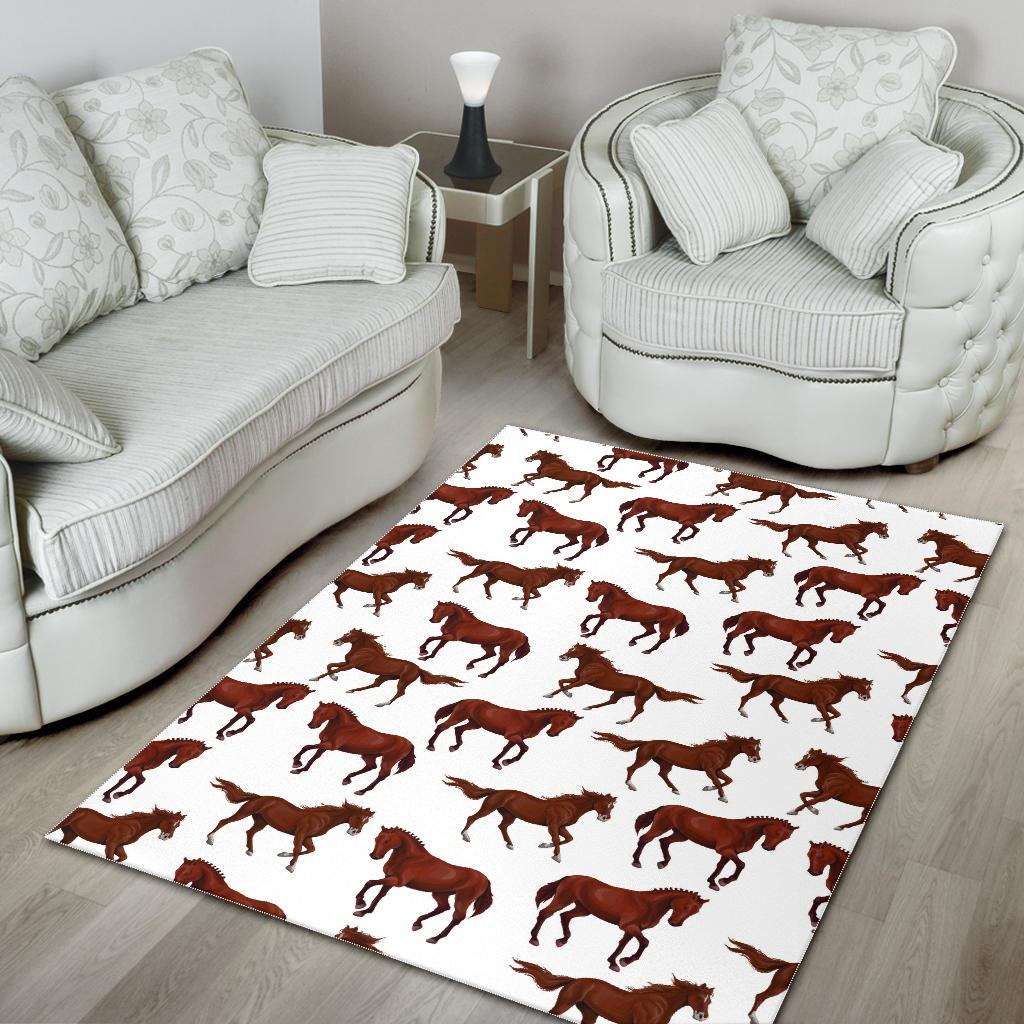 Horses running pattern background Area Rug