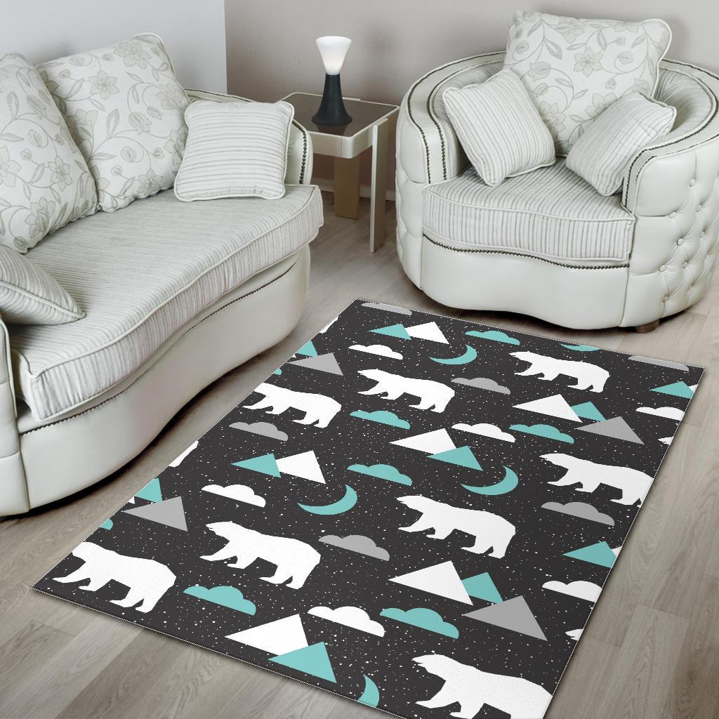 Polar Bear Moon Pattern Area Rug