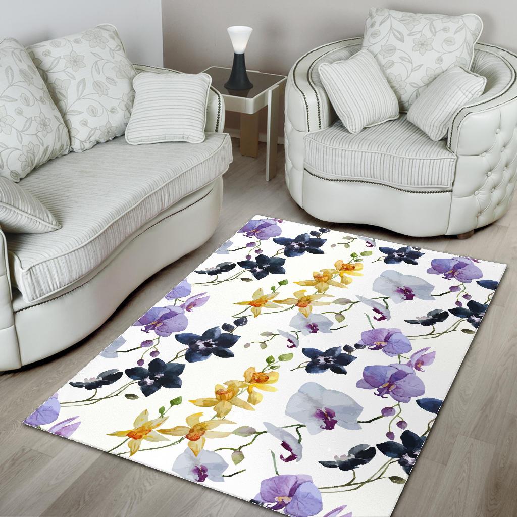 Orchid Pattern Background Area Rug
