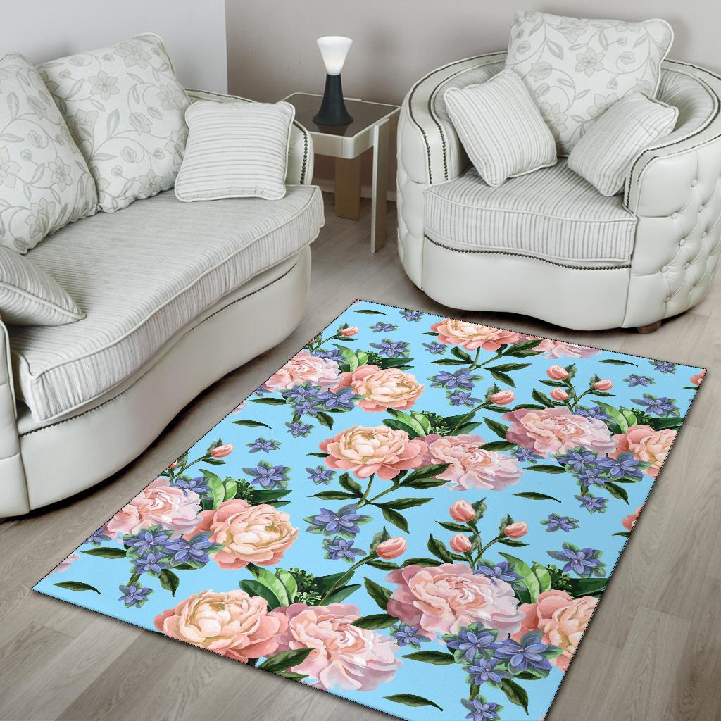 Peony Pattern Print Design PE02 Area Rugs