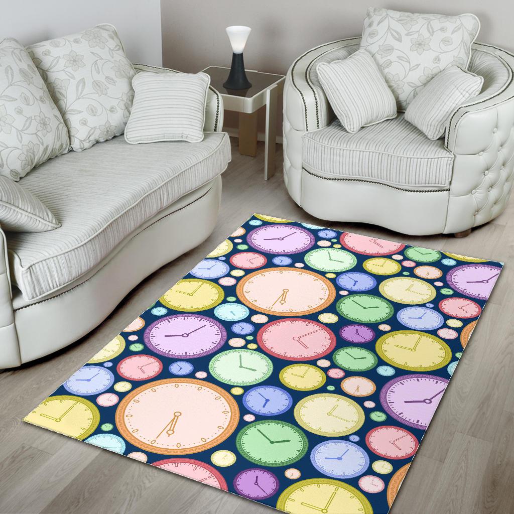 Colorful clock background Area Rug