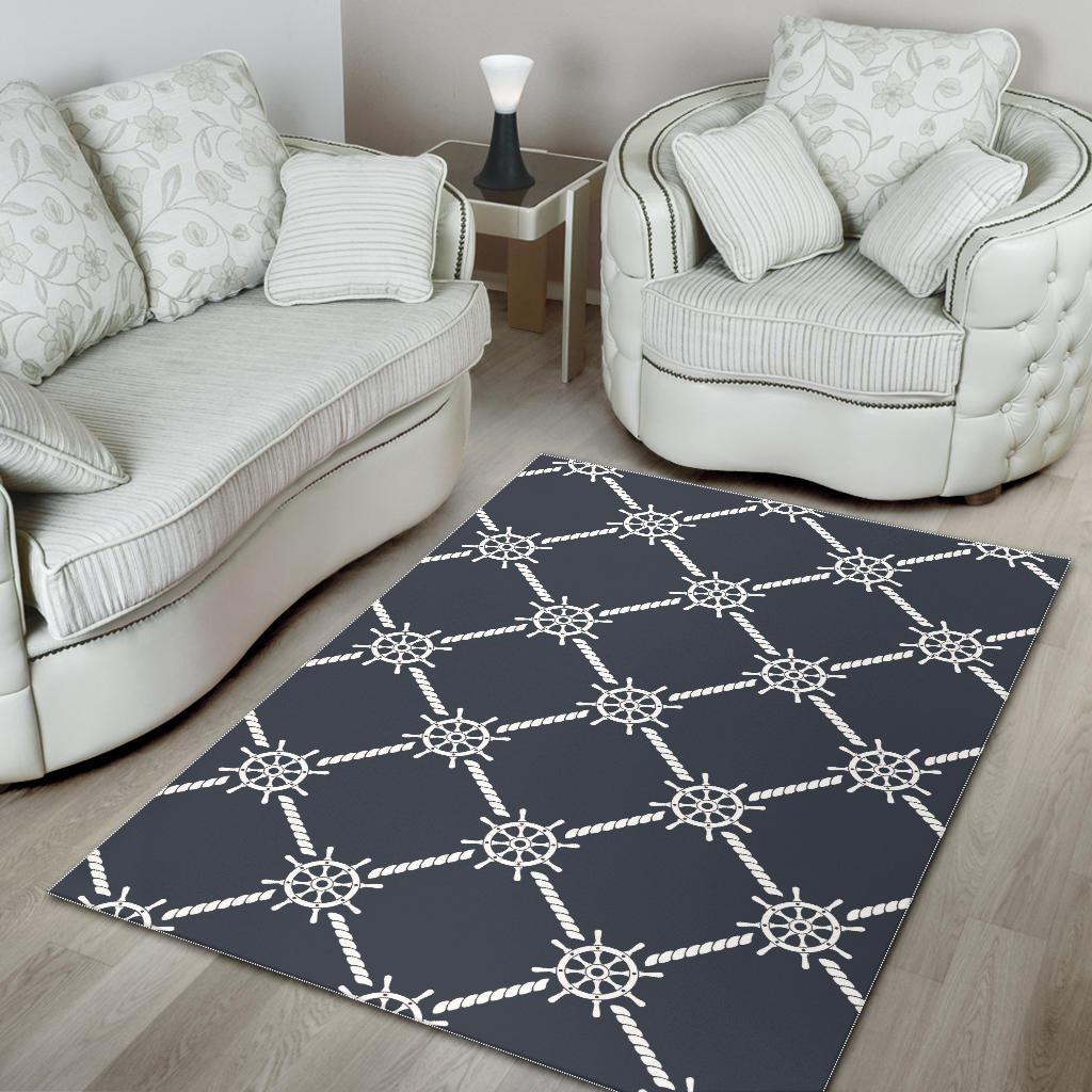 nautical steering wheel rope pattern Area Rug