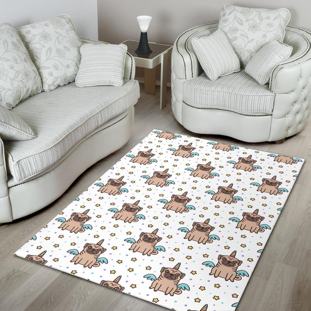 Unicorn Pug Pattern Area Rug