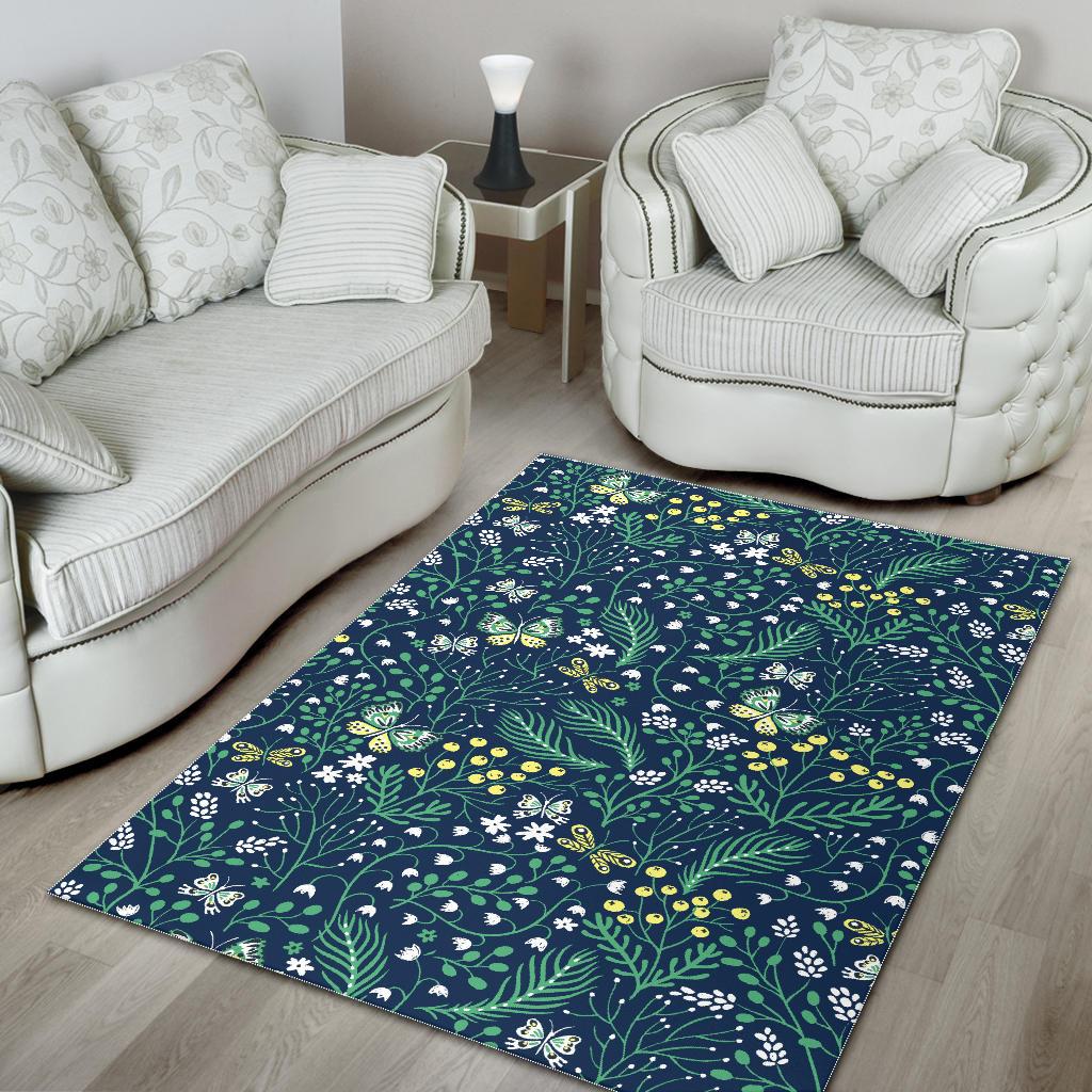 butterfly leaves pattern Area Rug