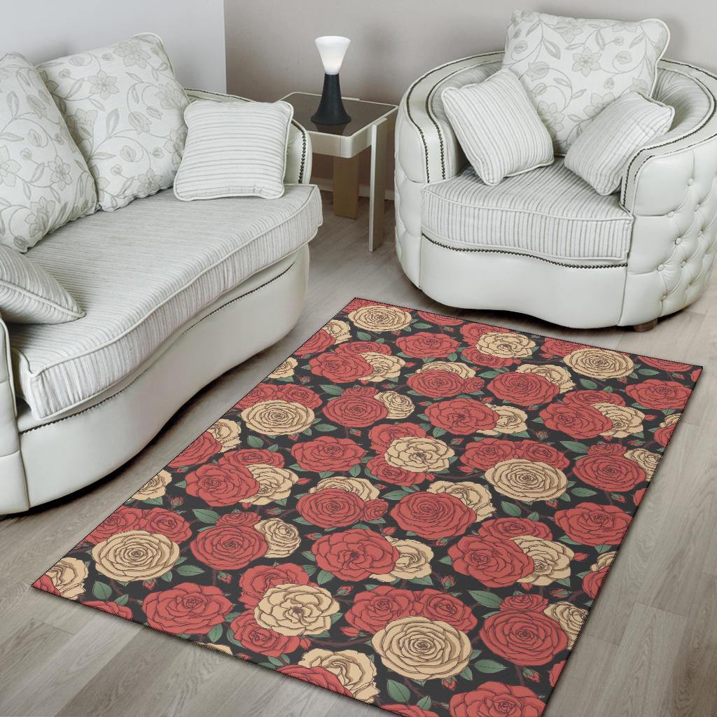 Camellia Pattern Print Design CM01 Area Rugs