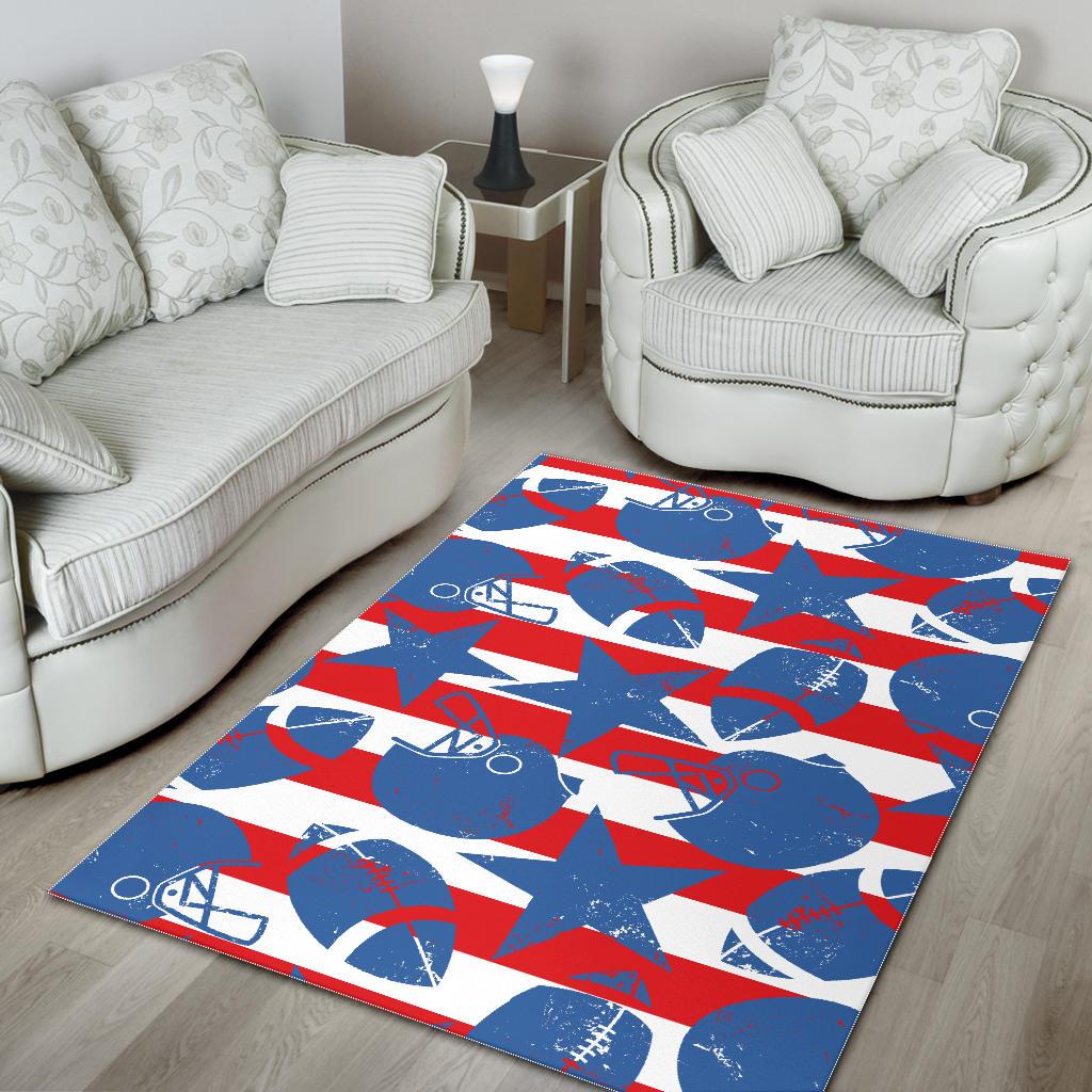 American football ball star stripes pattern Area Rug