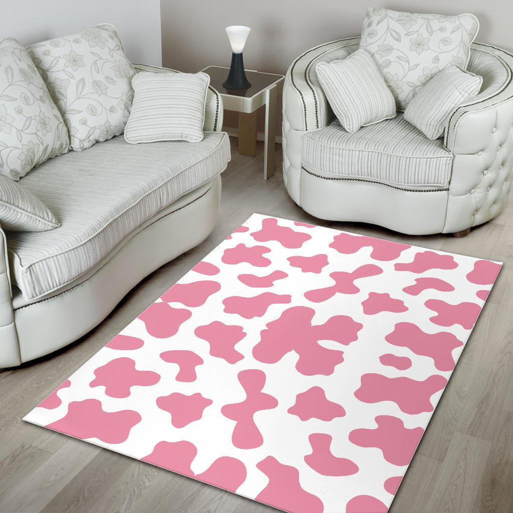 Pink Cow Skin Pattern Area Rug