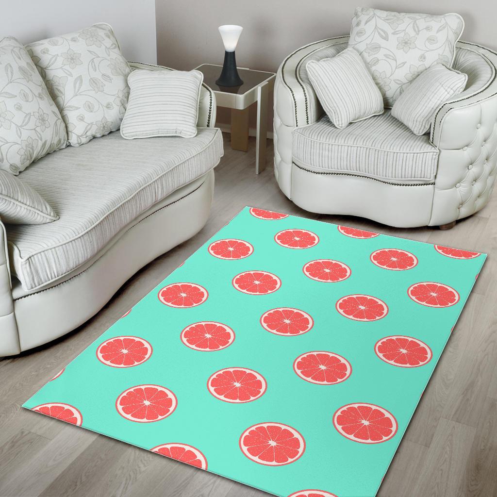 Grapefruit green background Area Rug