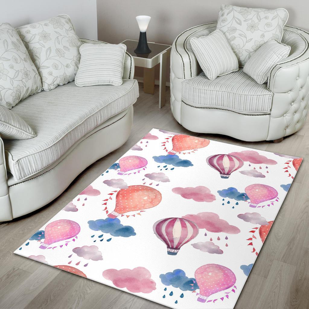 Watercolor air balloon cloud pattern Area Rug