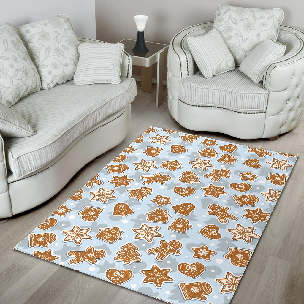 Christmas Gingerbread Cookie Pattern background Area Rug