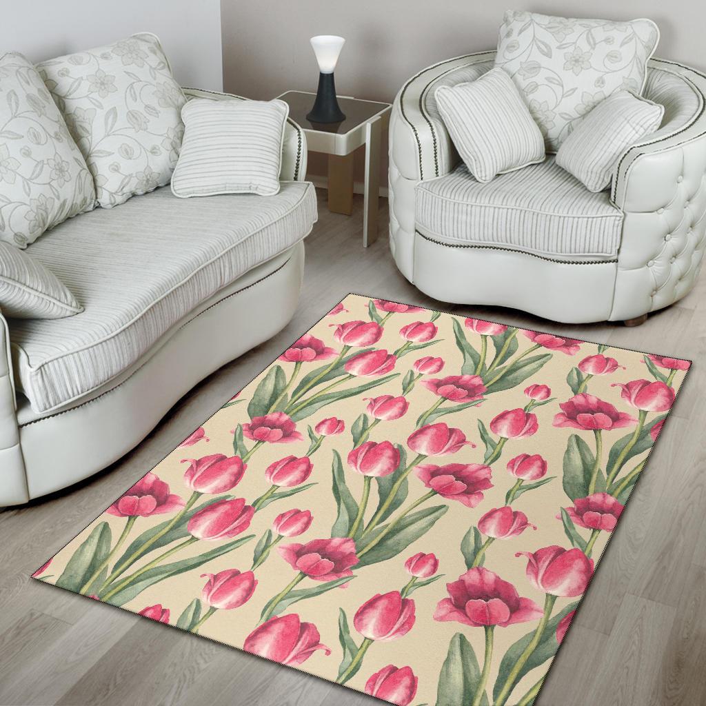 Tulip Pink Pattern Print Design TP06 Area Rugs