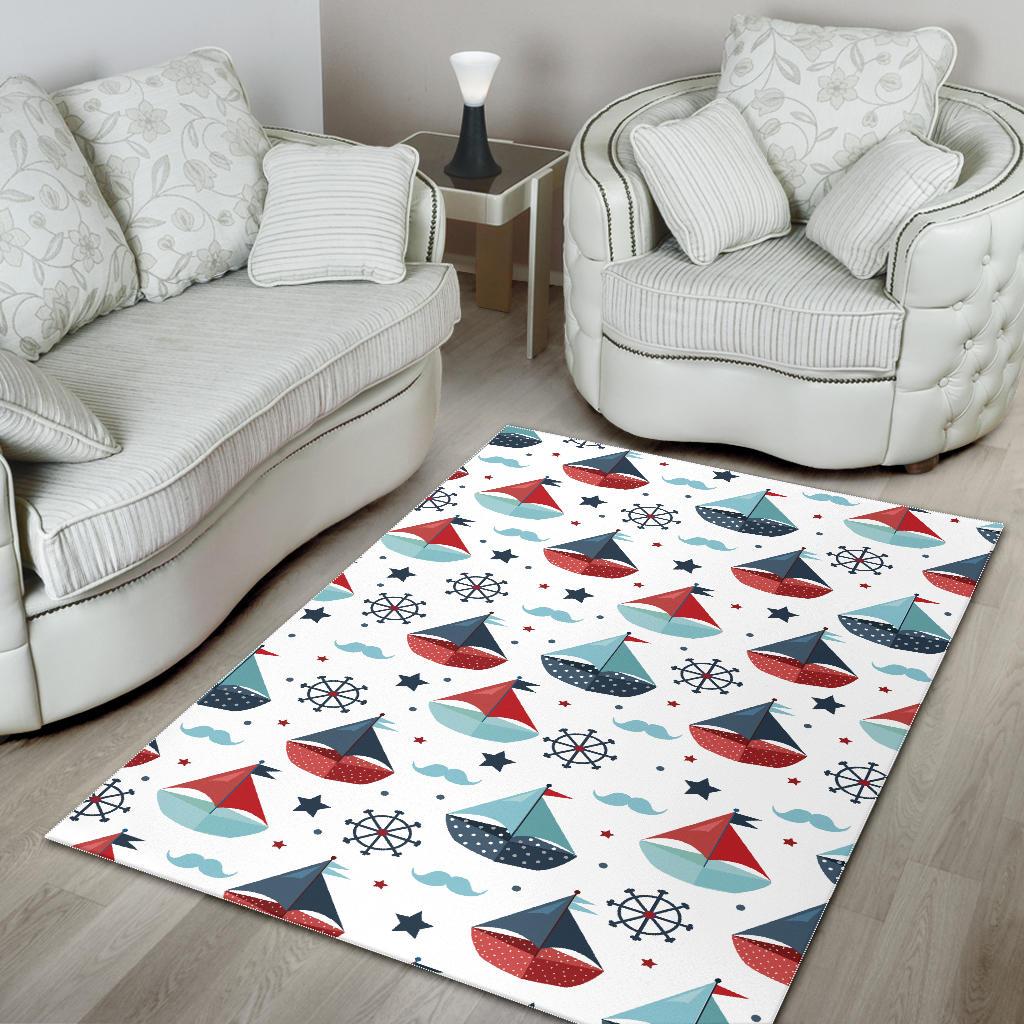 Cute color paper sailboat pattern Area Rug