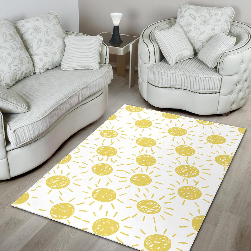hand drawn sun pattern Area Rug