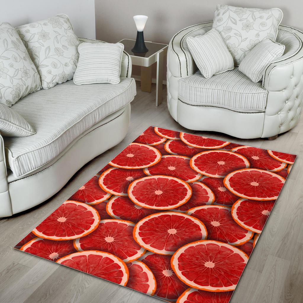 Sliced Grapefruit Pattern Background Area Rug