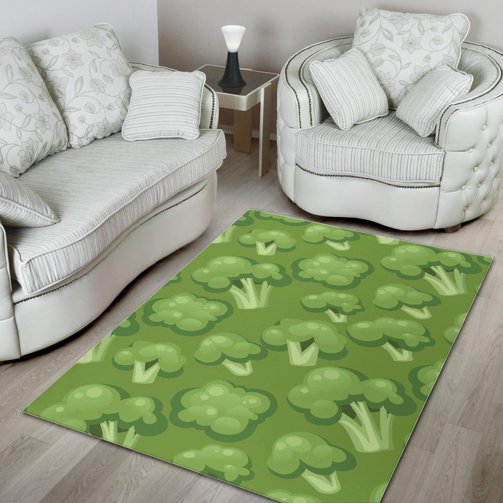 Broccoli pattern green background Area Rug