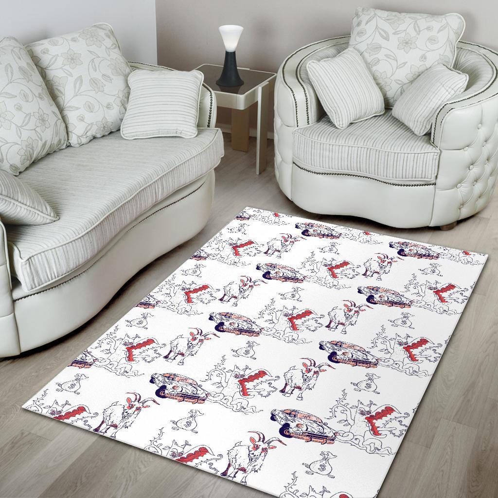 Goat Car Pattern Area Rug