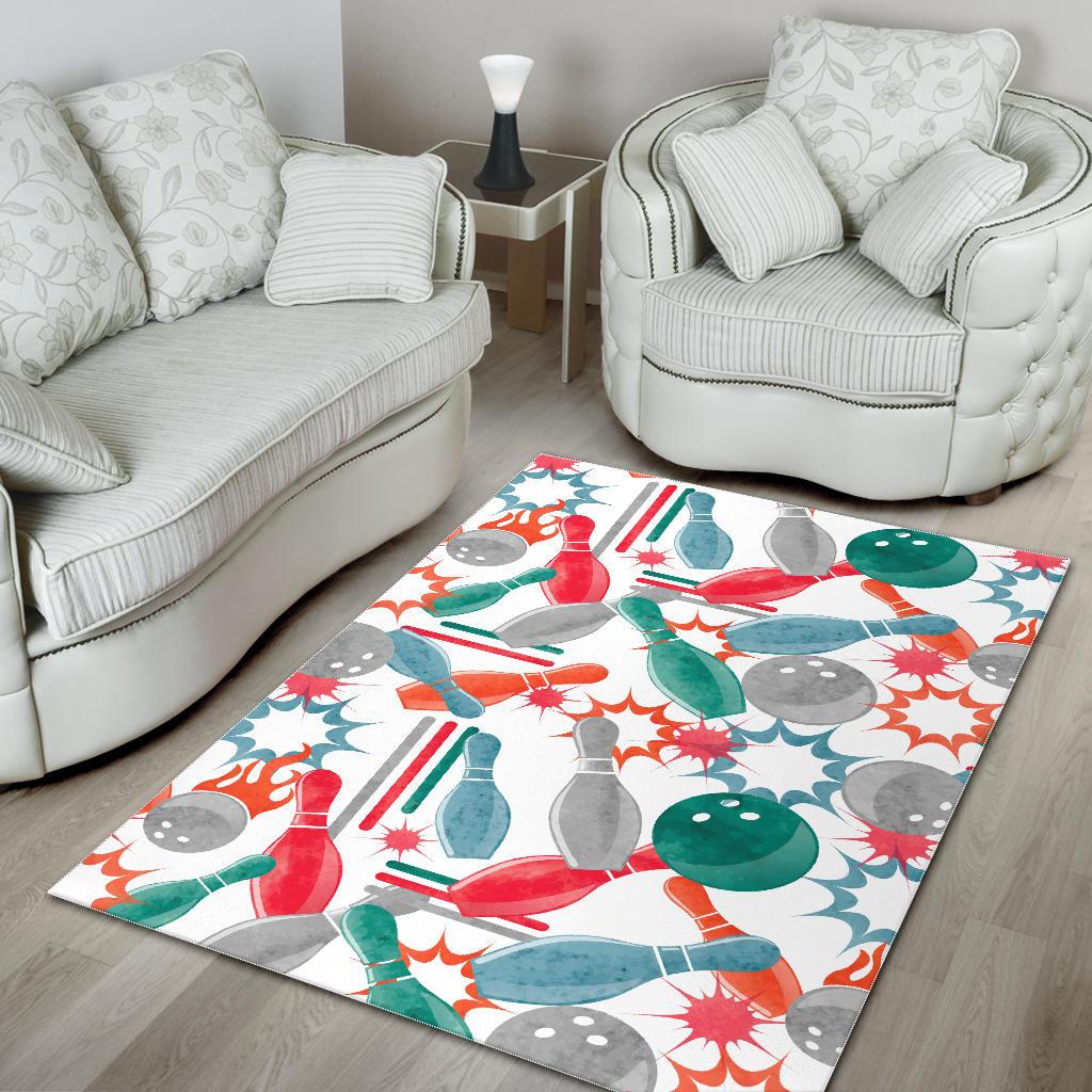 Watercolor bowling pattern Area Rug