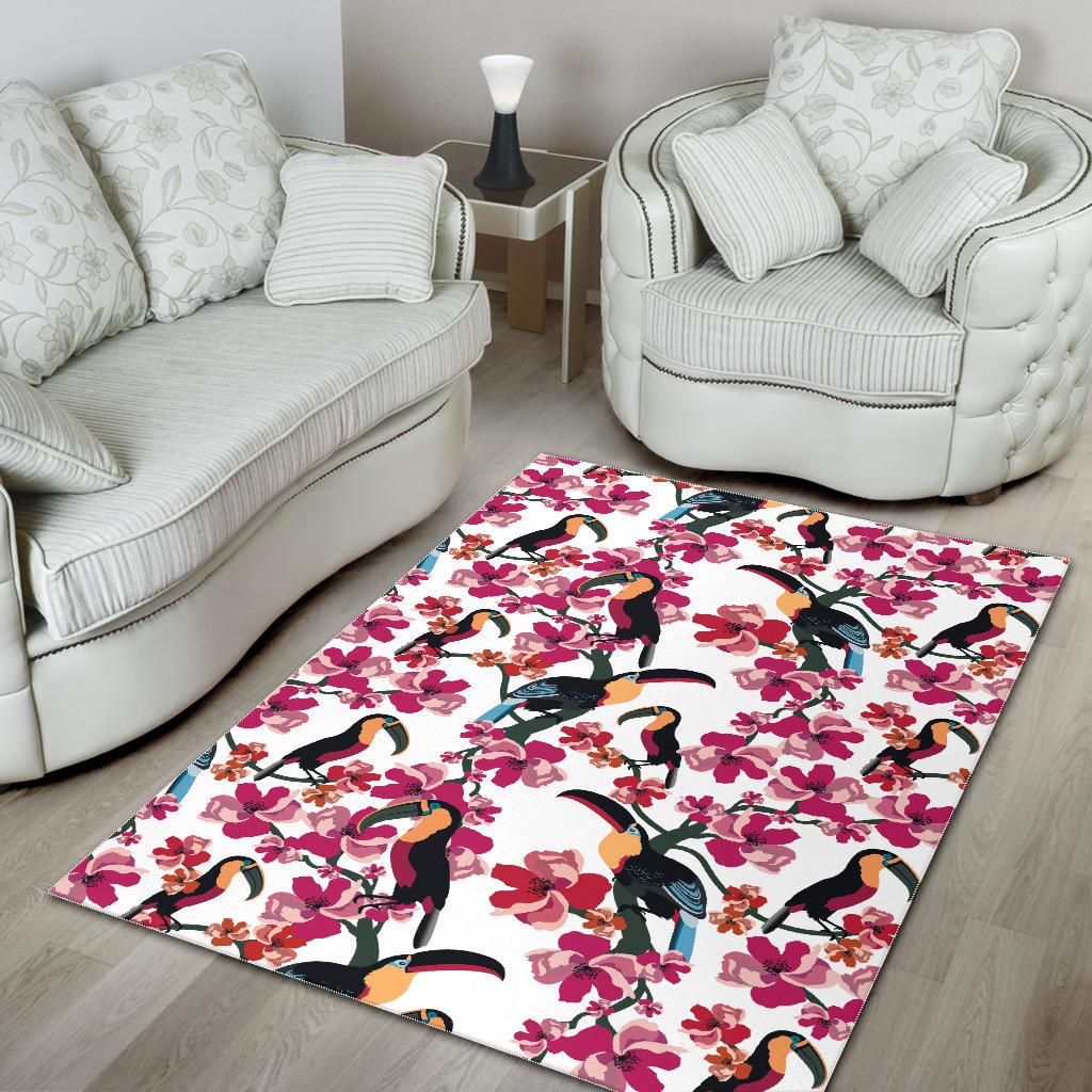 Toucan flower design pattern Area Rug