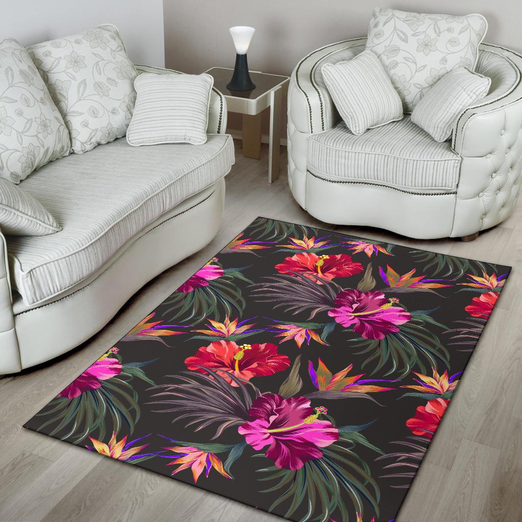 Hibiscus Pattern Print Design HB014 Area Rugs