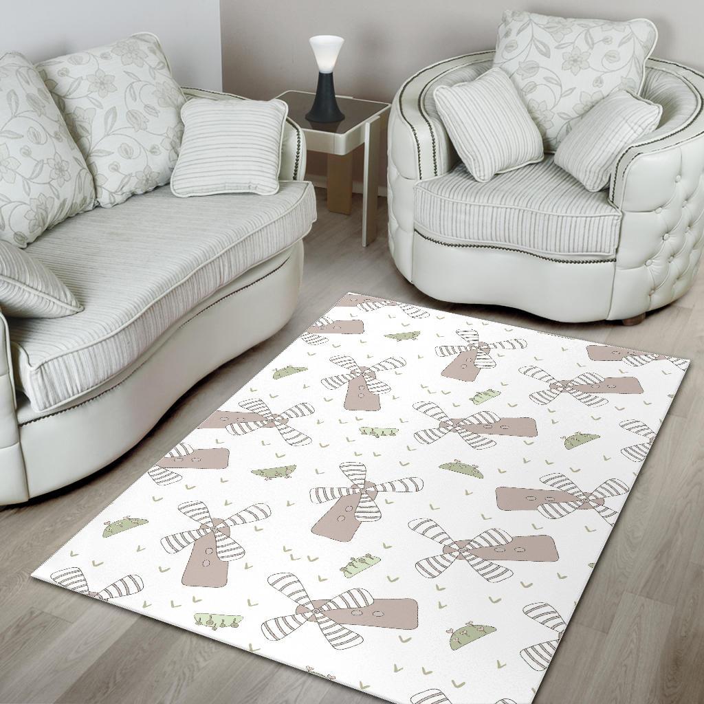Windmill Pattern Background Area Rug