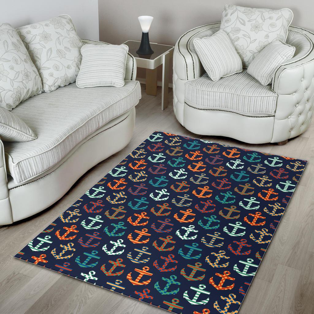 Colorful Anchor Dot Stripe Pattern Area Rug