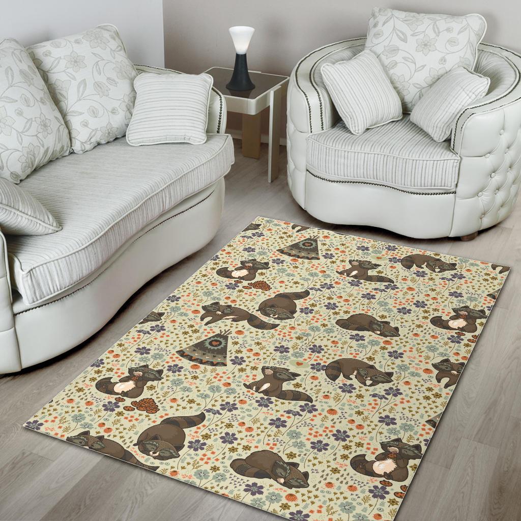Raccoon Pattern Area Rug