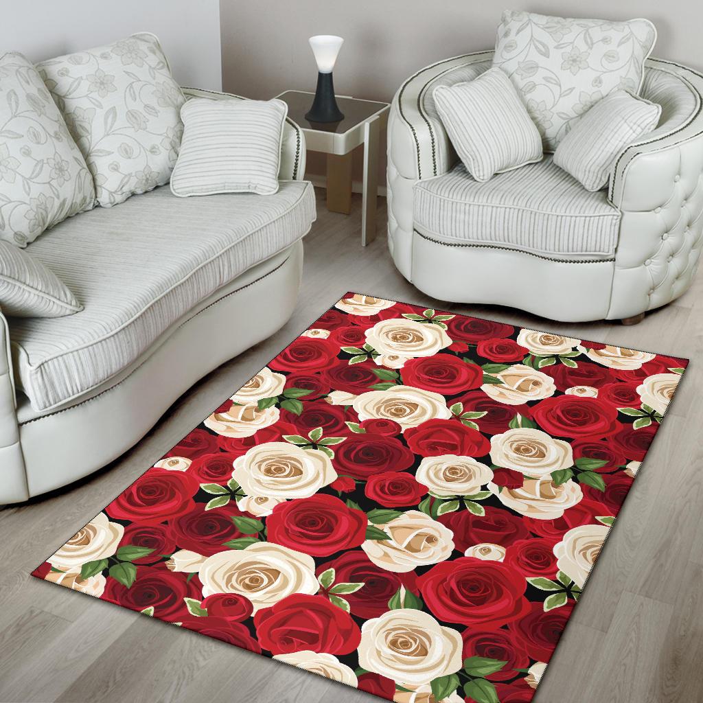 Rose Pattern Print Design RO06 Area Rugs
