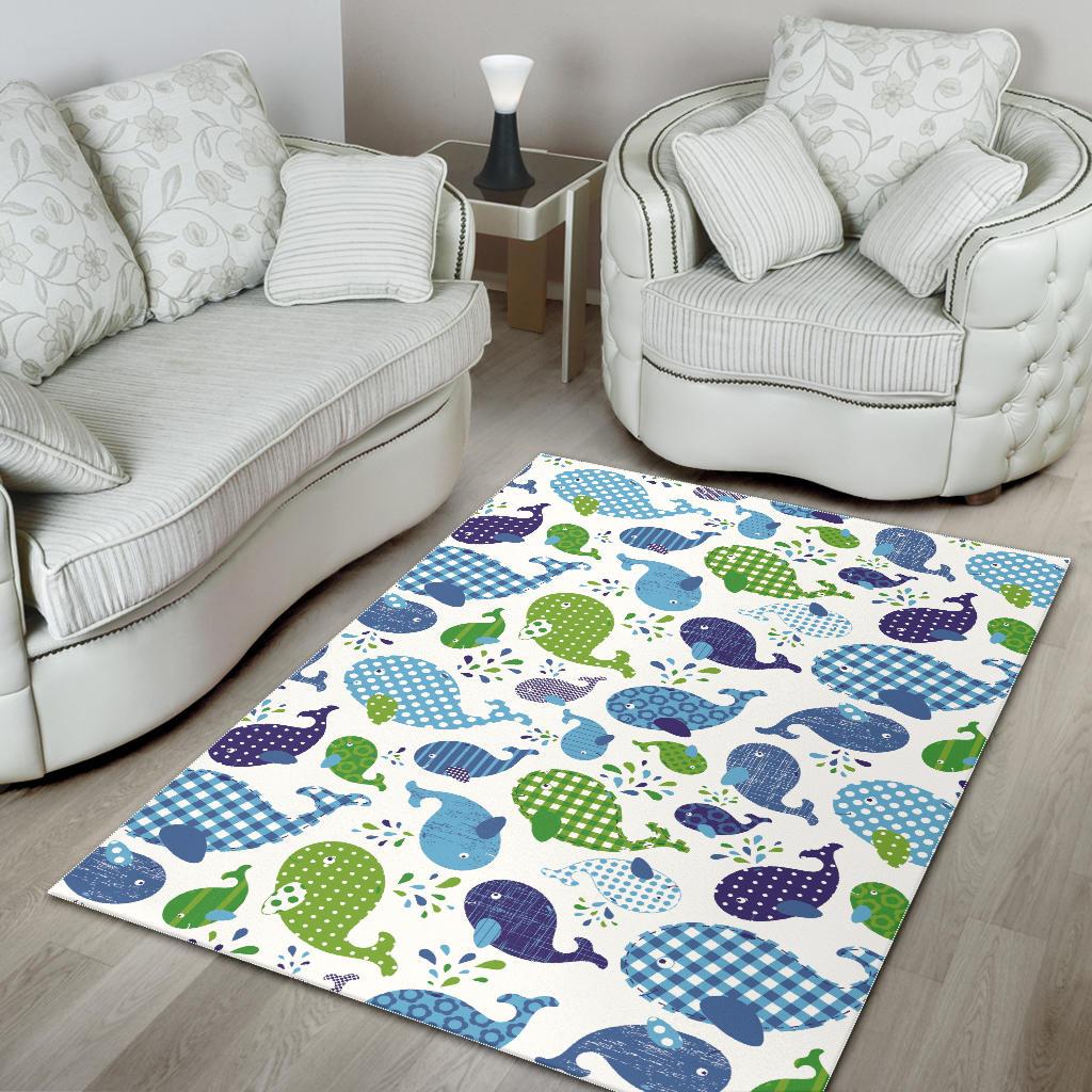 Whale Stripe Dot Pattern Area Rug