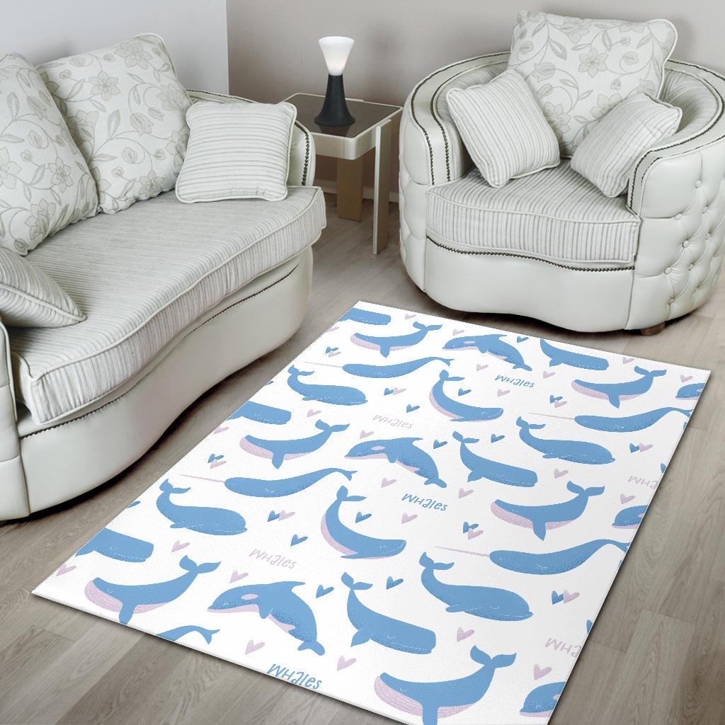 Blue whale pattern Area Rug