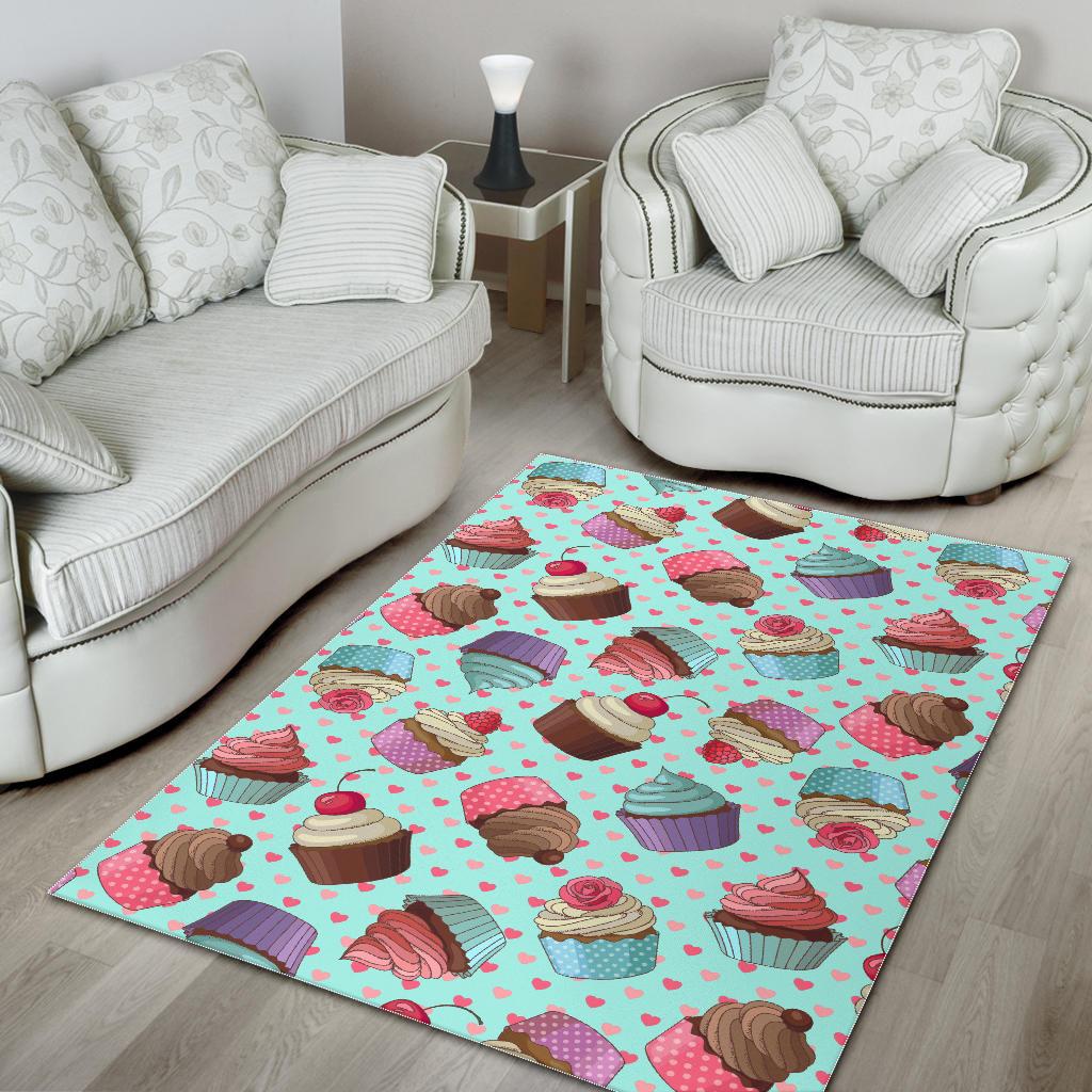 Cup Cake Heart Pattern Area Rug