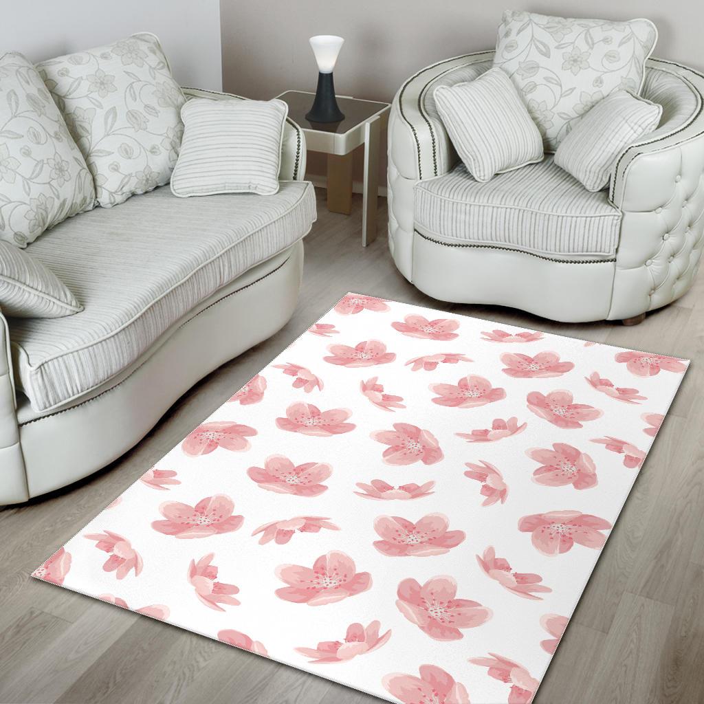 Pink sakura cherry blossom pattern Area Rug