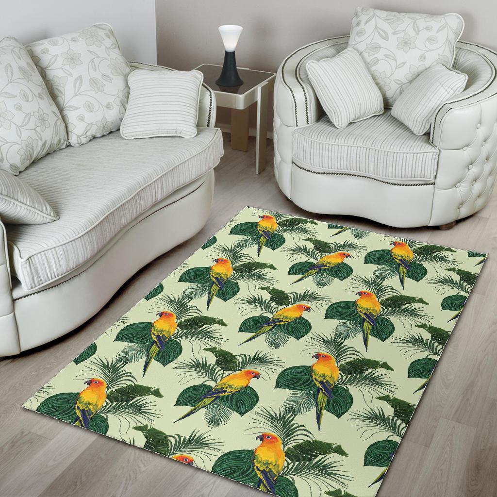 Beautiful parrot palm leaves pattern Area Rug