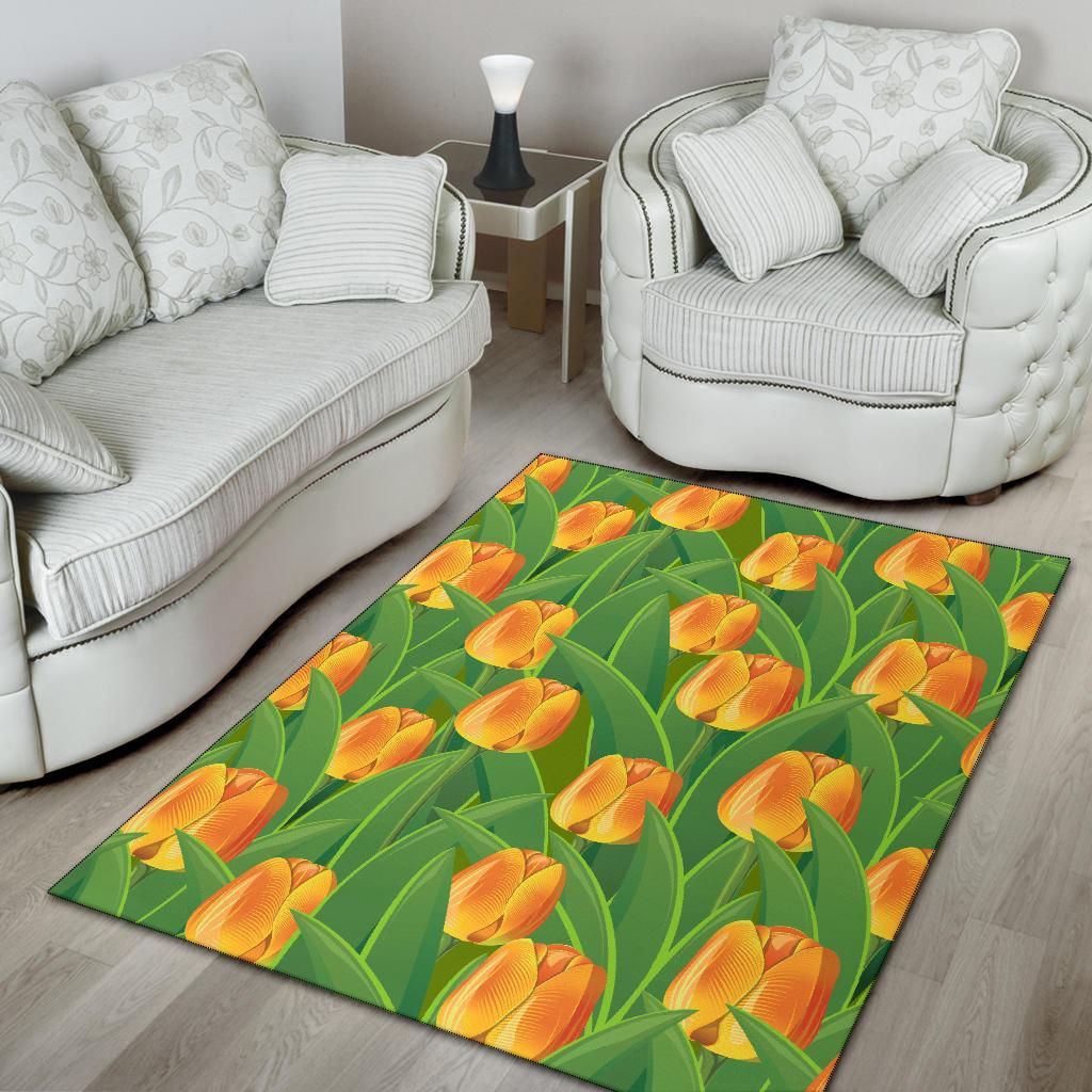 Tulip Orange Pattern Print Design TP07 Area Rugs