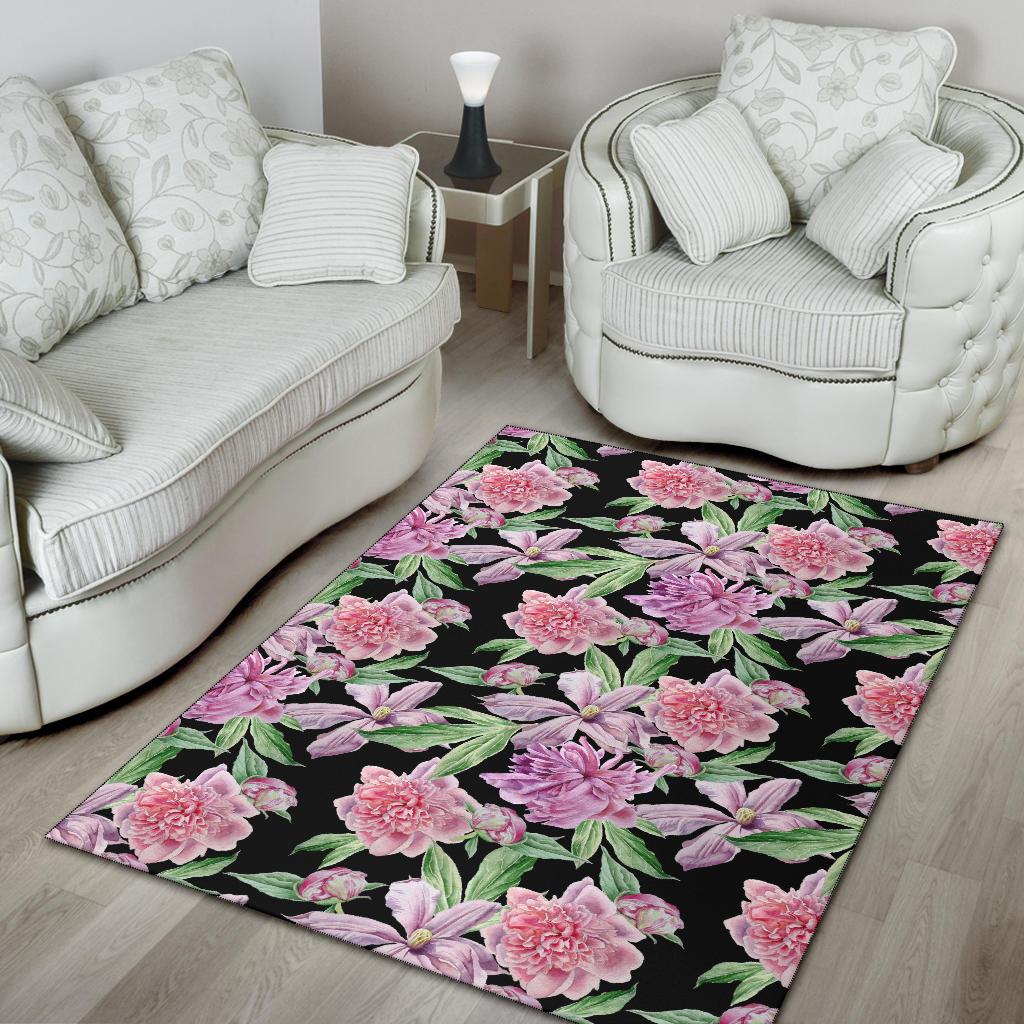 Peony Pattern Print Design PE08 Area Rugs