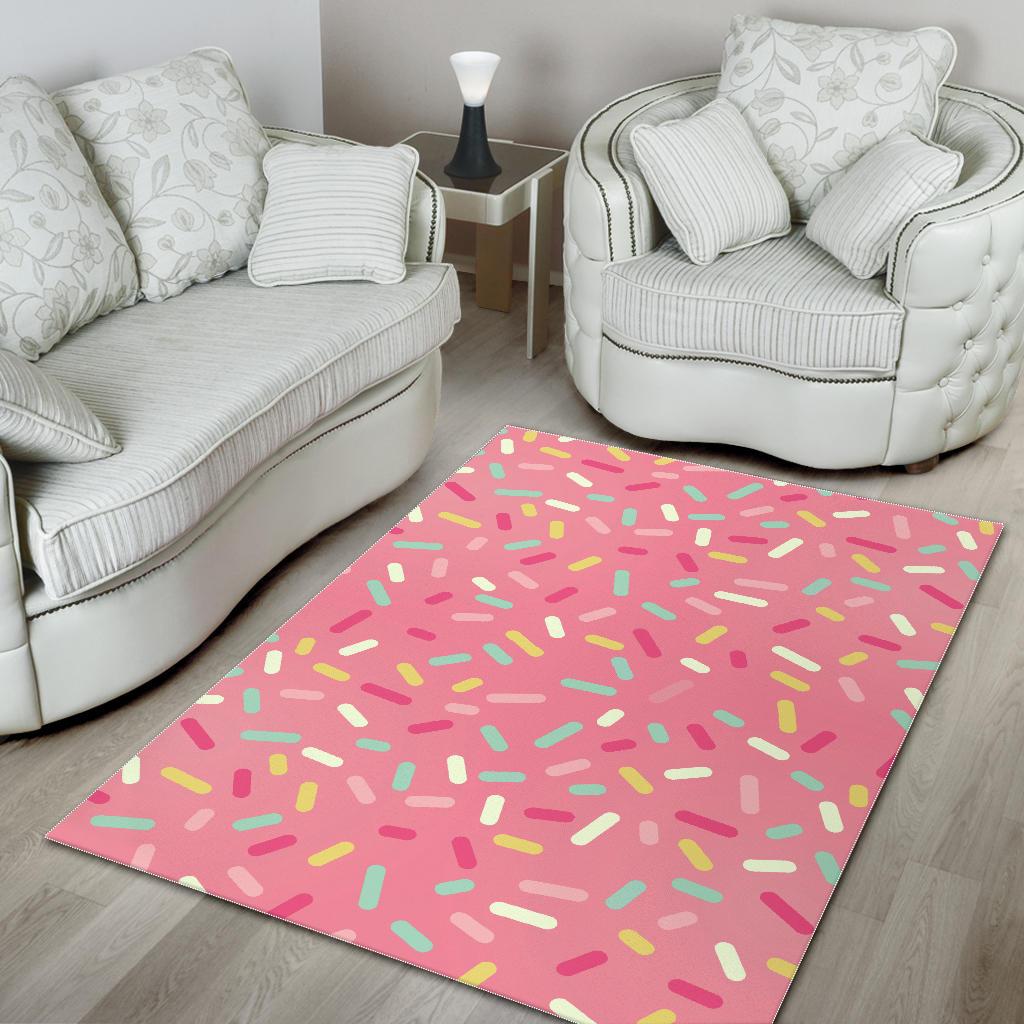 Pink donut glaze candy pattern Area Rug