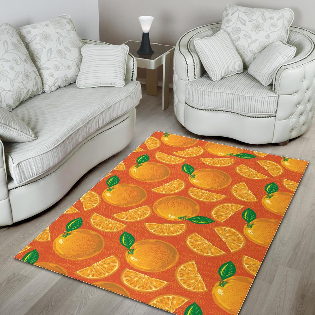 Orange Pattern background Area Rug