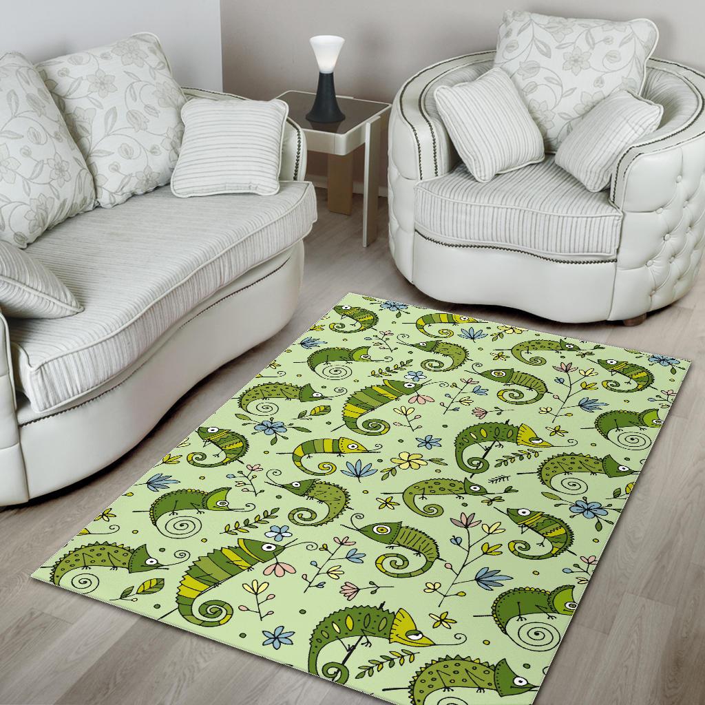 Cute Chameleon Lizard Pattern Area Rug
