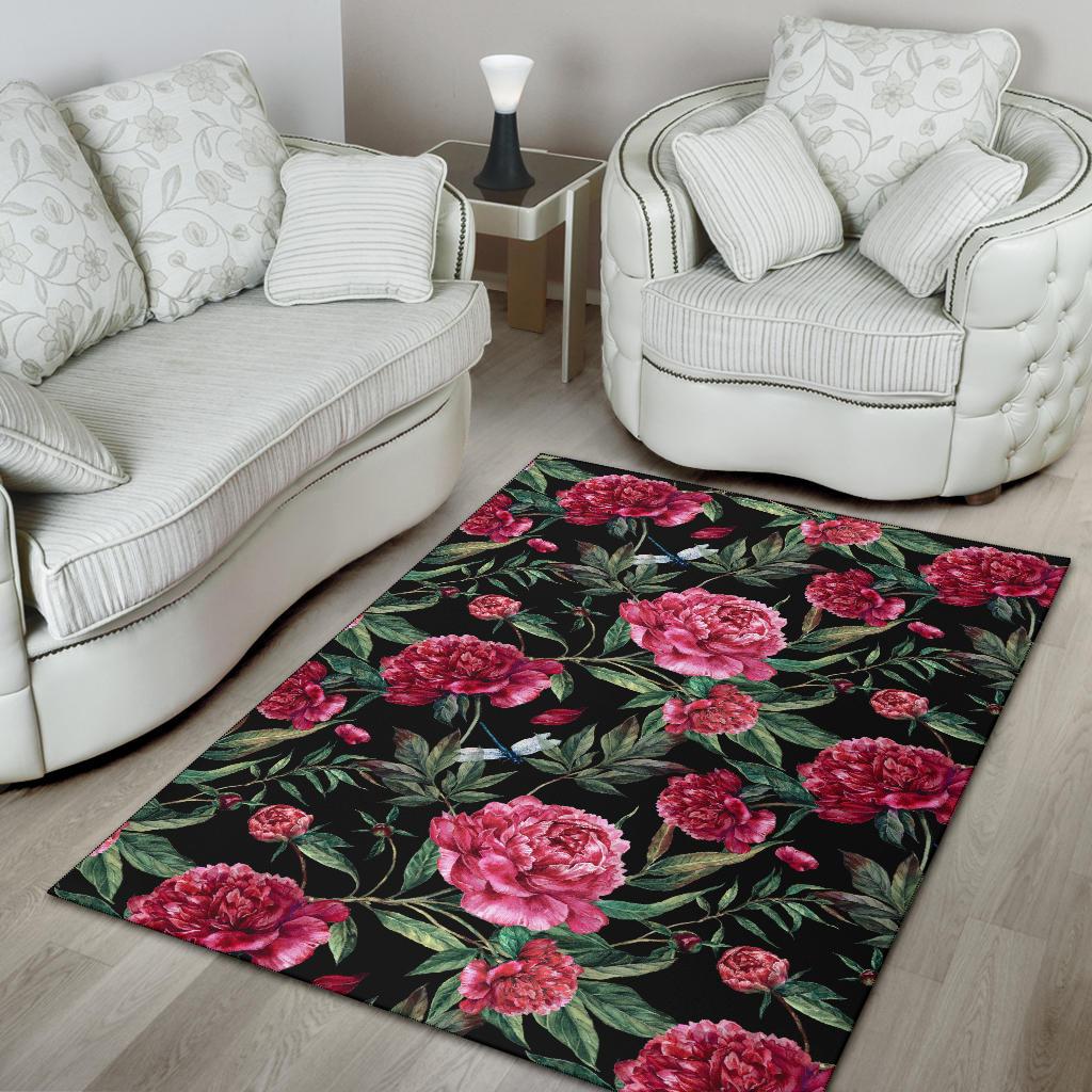 Peony Pattern Print Design PE04 Area Rugs