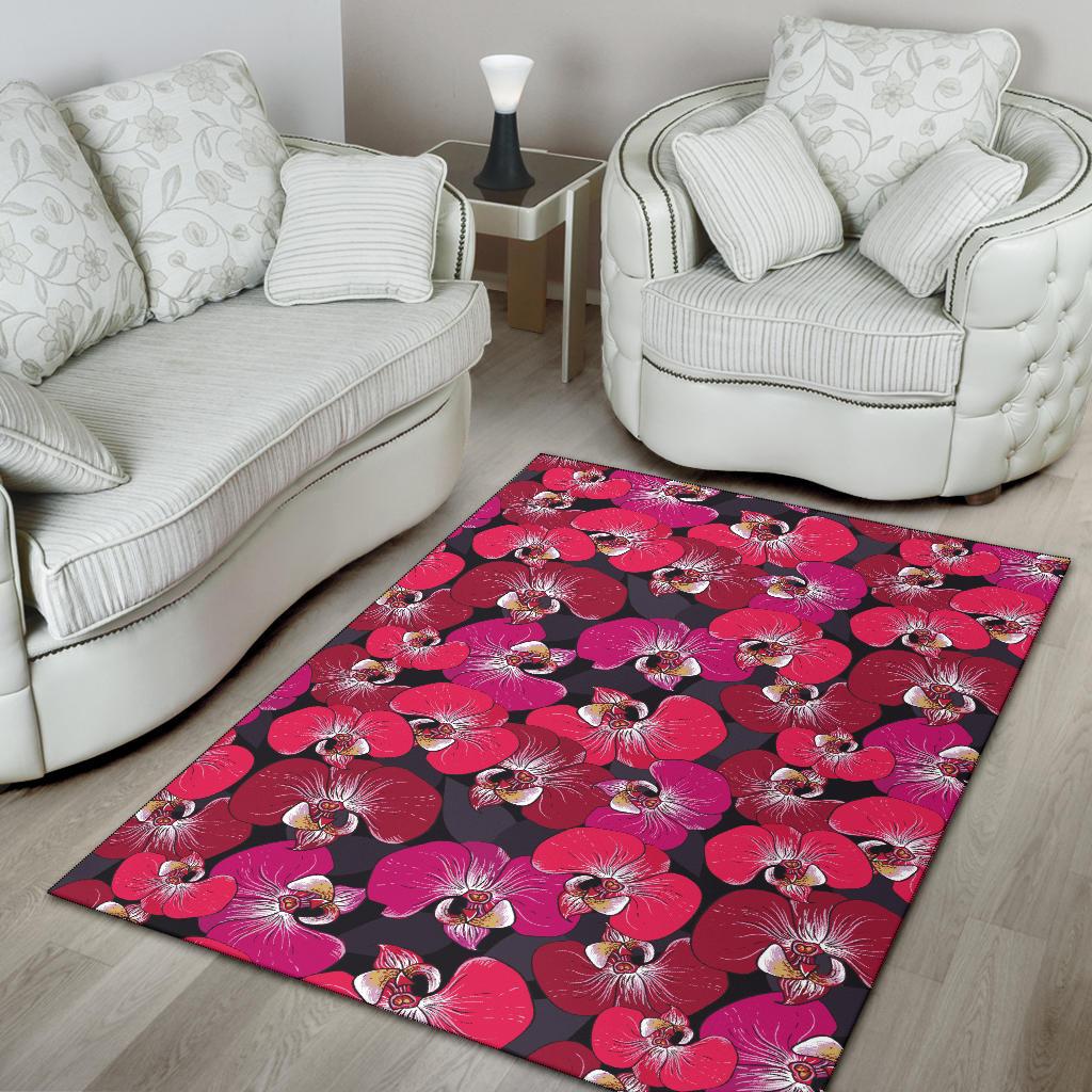 Orchid Red Pattern Print Design OR05 Area Rugs